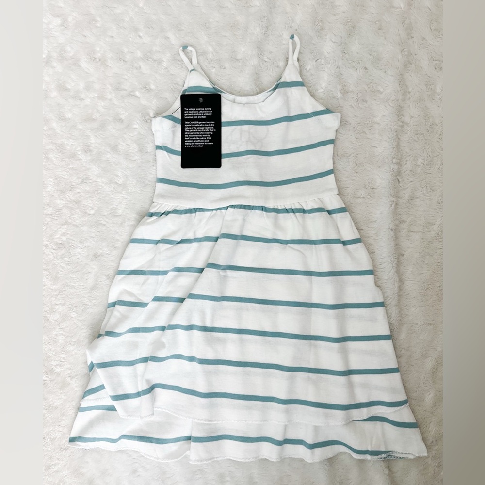 NWT- CHASER Girls Stripes Blue and White Cotton Dress